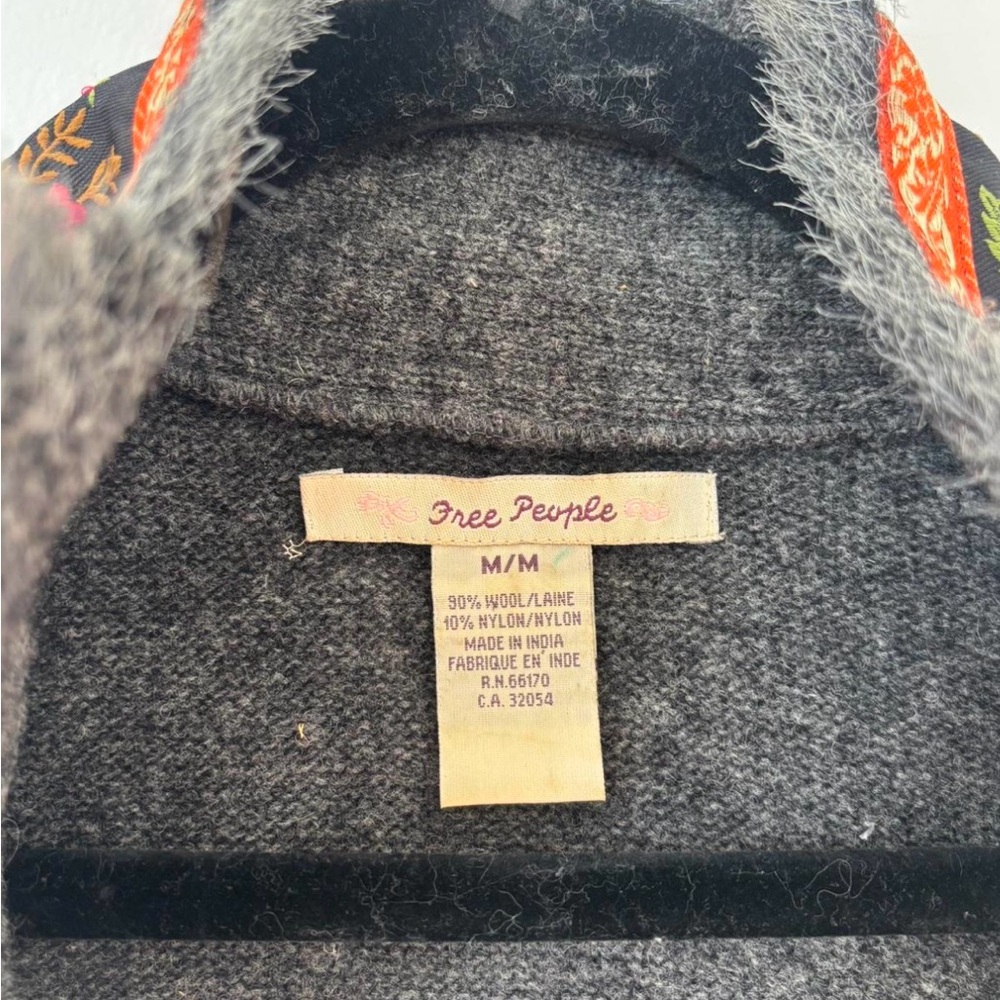 Anthropologie Gray Wool Jacket with Orange Trim - Picture 3 of 4